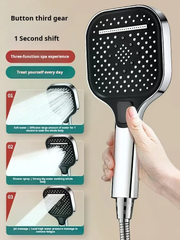 Water Saving Shower Head with Stop Button, 7 Spray Modes, Universal Fit