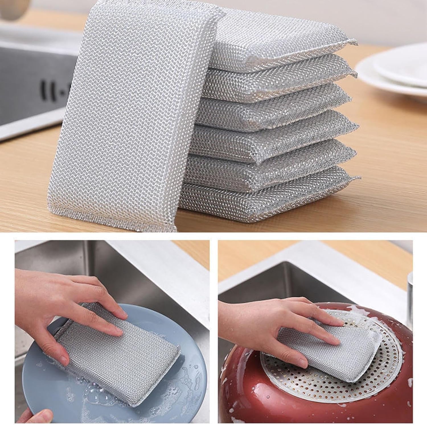 Heavy Duty Scrub Sponges for Dishes, Household Cleaning, 4 Pack