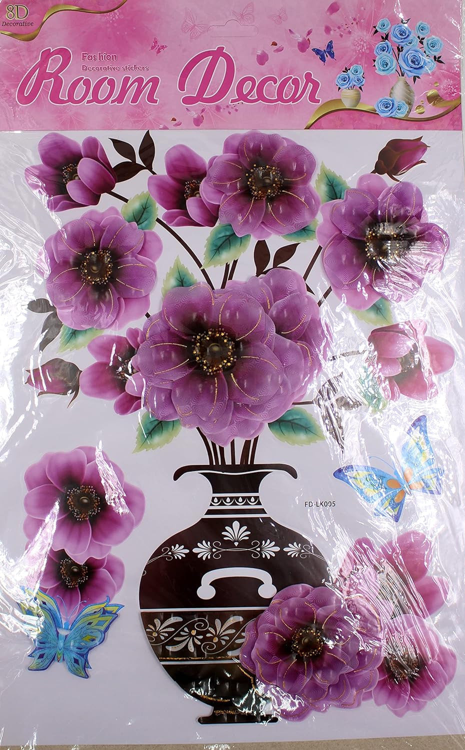 3D Flower & Vase Wall Sticker - 1 Pc