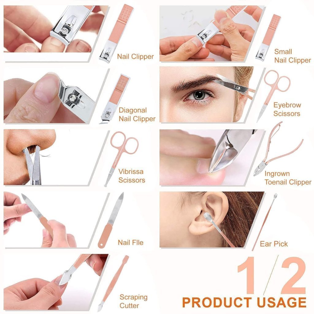 16-in-1 Stainless Steel Manicure & Pedicure Set for Women & Men