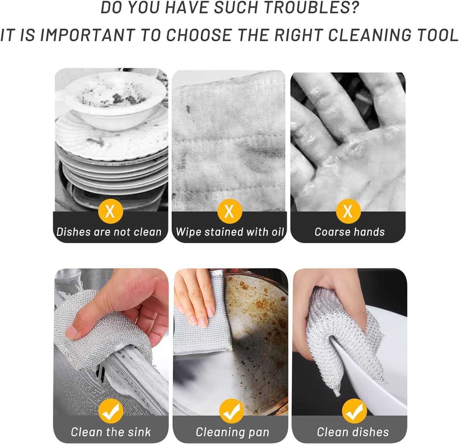 Heavy Duty Scrub Sponges for Dishes, Household Cleaning, 4 Pack