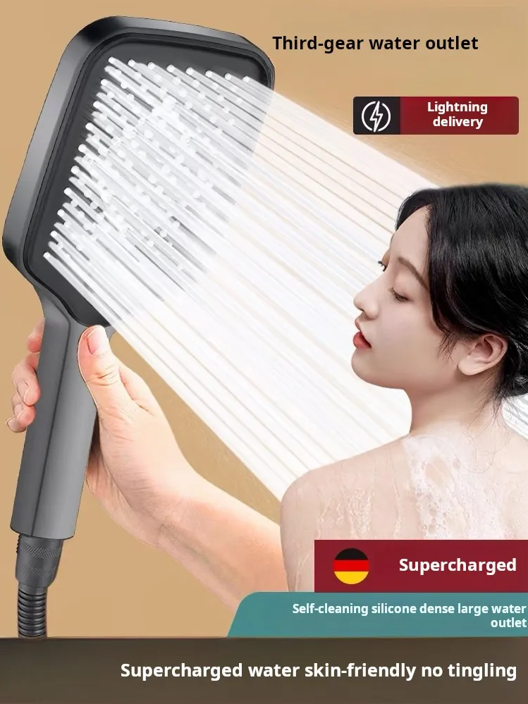 Water Saving Shower Head with Stop Button, 7 Spray Modes, Universal Fit