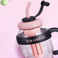 Ice Cream 1300ml Water Bottle with Straw - Fun & Refreshing