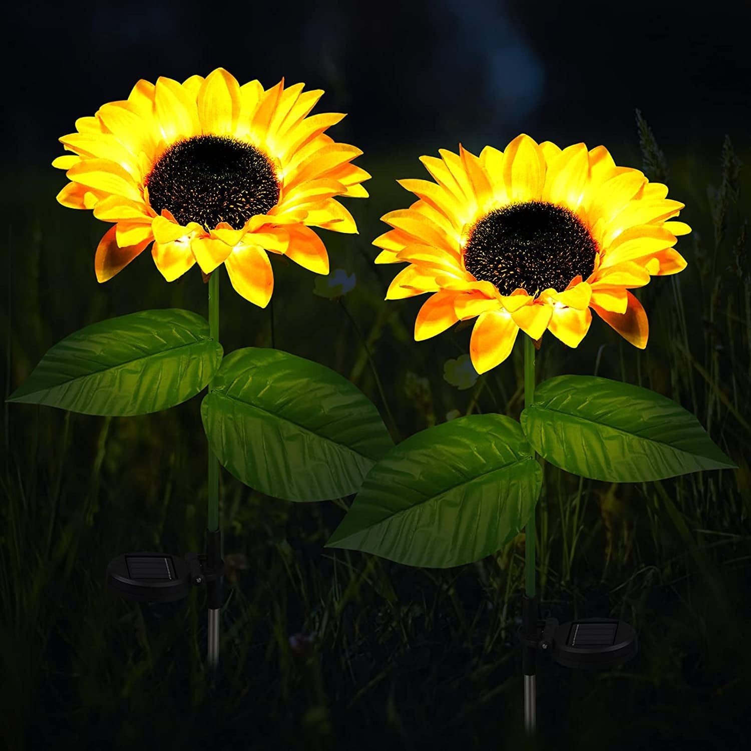 Sunflower Solar Garden Lights, 2 Pcs, Color Changing & Waterproof