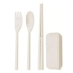 Eco-Friendly Wheat Straw Foldable Cutlery Set with Box