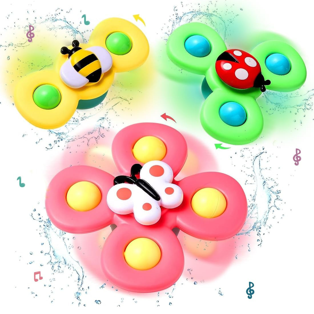 3-Pack Suction Cup Spinner Toy for Baby Bath & Play