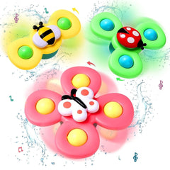 3-Pack Suction Cup Spinner Toy for Baby Bath & Play