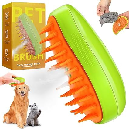 3-in-1 Electric Cat Steam Brush for Hair Removal and Grooming