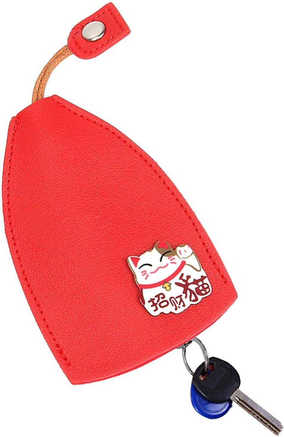 Cute Leather Fruit Key Holder with Pull-Out Sleeve