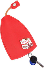 Cute Leather Fruit Key Holder with Pull-Out Sleeve