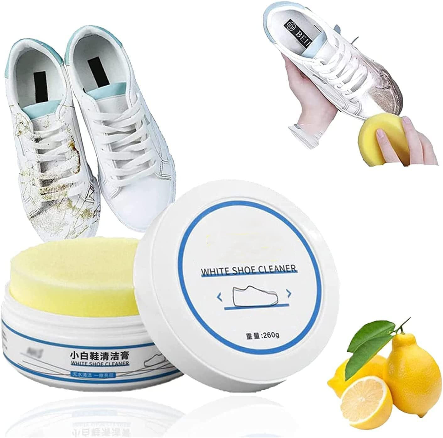 White Shoe Cleaning Cream for Stain Removal and Whitening