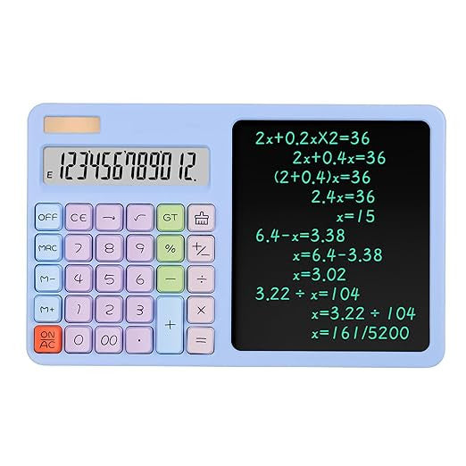 12-Digit LCD Writing Tablet with Notepad & Calculator
