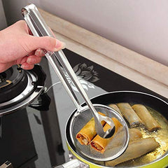 2-in-1 Fry Tool & Strainer: Multi-Functional Stainless Steel Tongs
