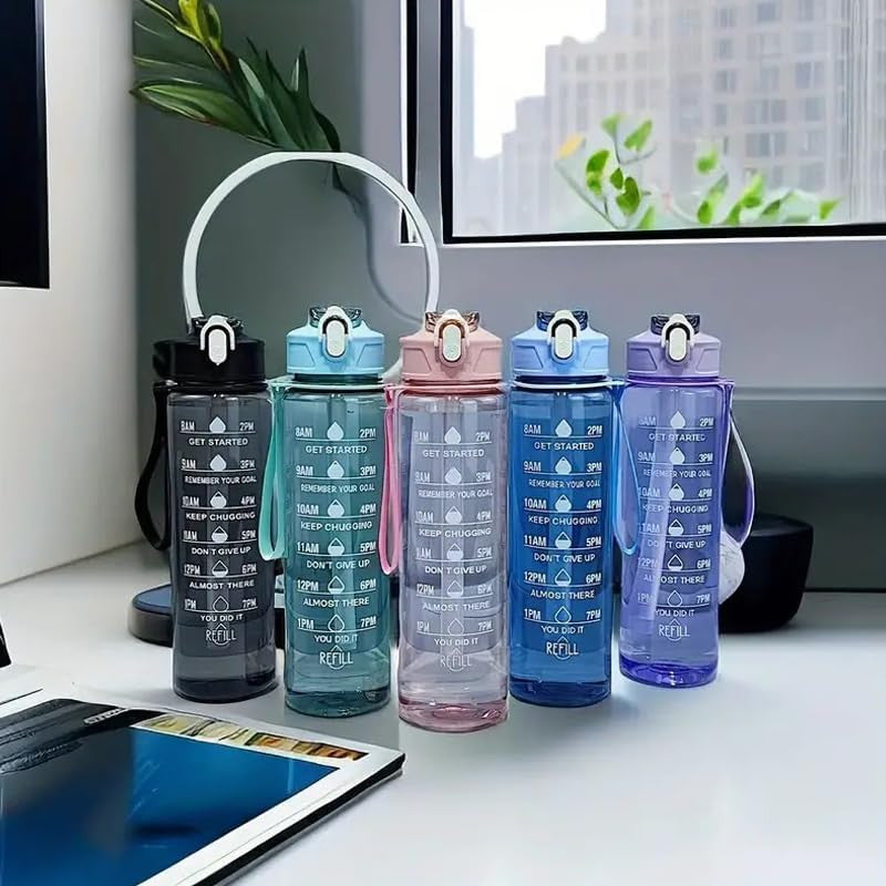 Transparent 900ml Motivational Sports Water Bottle