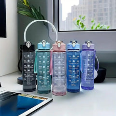 Transparent 900ml Motivational Sports Water Bottle