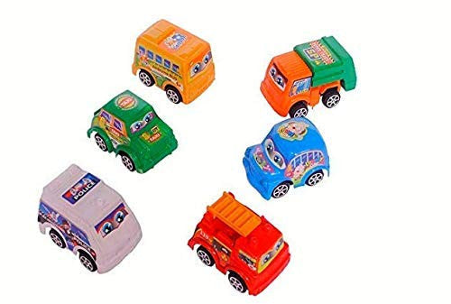 6-Pack Mini Pull Back Toy Cars - Plastic, Compact & Fun