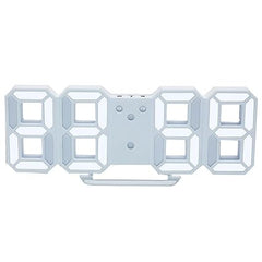 Modern White 3D LED Wall Clock with Alarm and Digital Display