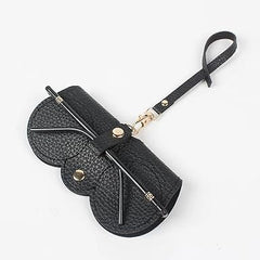 Leather Sunglasses Case with Adjustable Strap & Removable Hooks