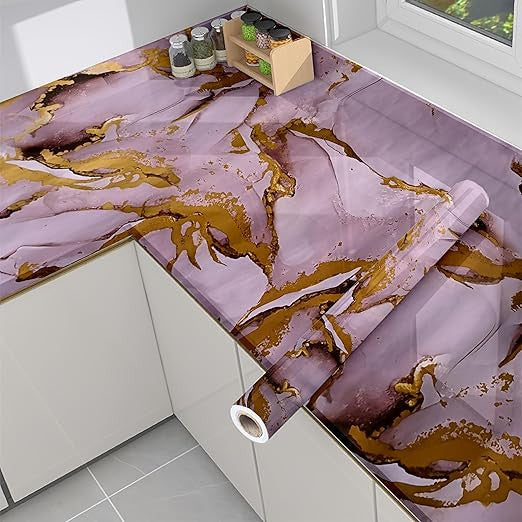 Golden Pink Marble Foil Ta-075 - Elegant Pink Gold Marble Design