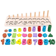3-in-1 Wooden Puzzle Set: Numbers, Shapes & More