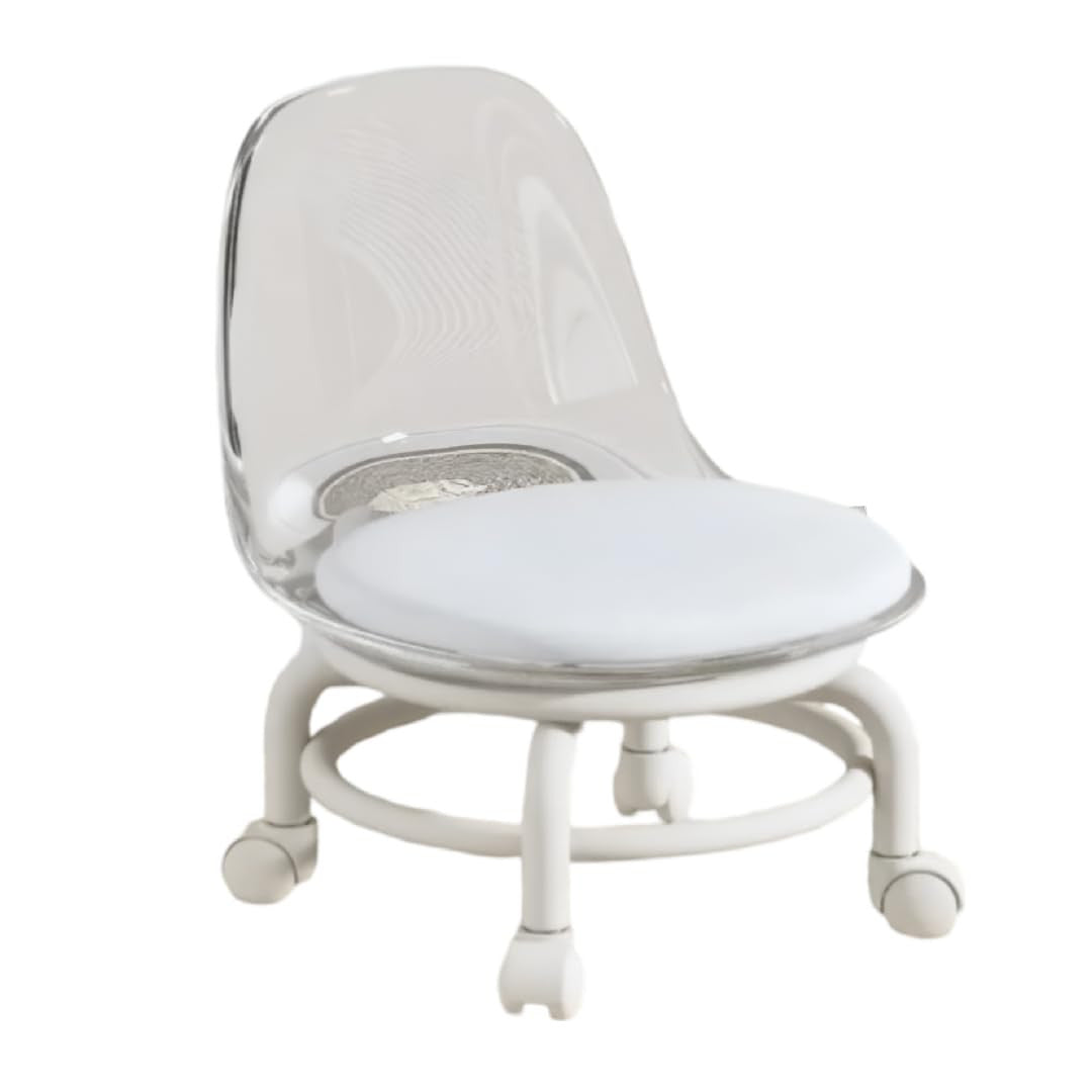Mini Rolling Stool - Transparent, Compact, Adjustable Chair
