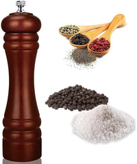 8-Inch Wooden Salt & Pepper Grinder Set with Adjustable Coarse Fineness