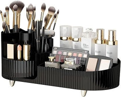 360° Rotating Makeup Organizer with Brush Holder