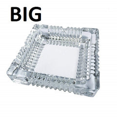 Big Crystal Glass Square Ash Tray for Cigar, Bar, and Home Decor