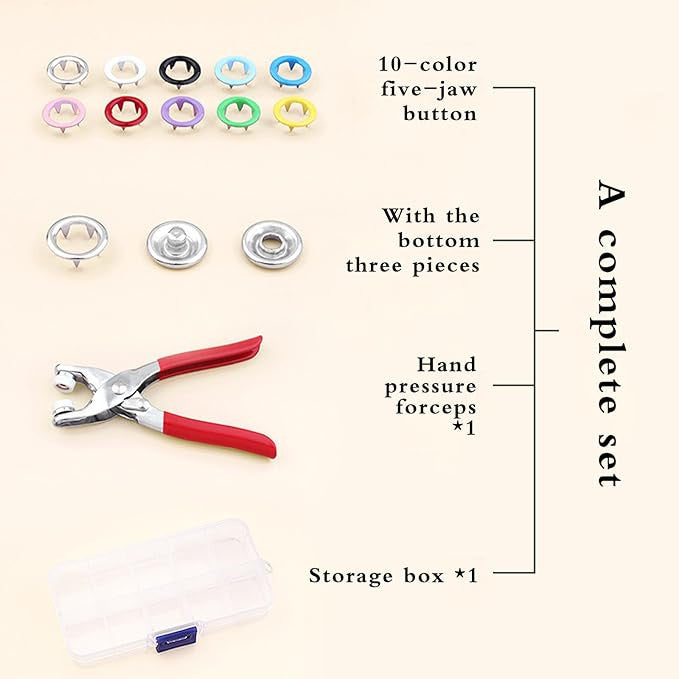 Colorful Grommet Tool Kit with Box and Clips