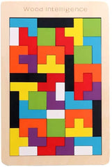 Colorful Wooden Tetris Jigsaw Puzzle for Brain Teasers & STEM Learning