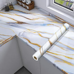 White Blue Marble Foil - Elegant Decorative Wrap (Ta-061)