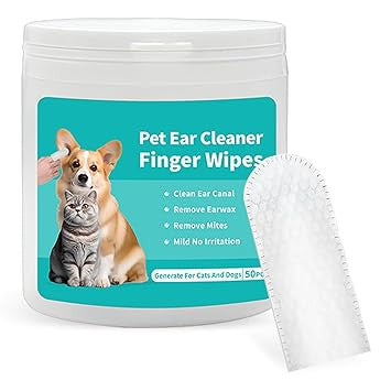 Dog & Pet Ear Cleaning Wipes - 50 Pack Finger Cover Wet Wipes