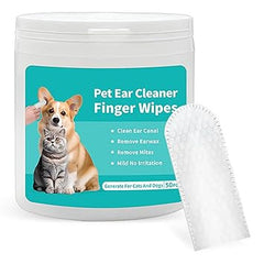 Dog & Pet Ear Cleaning Wipes - 50 Pack Finger Cover Wet Wipes