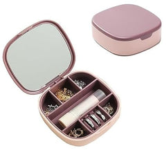 Portable Small Jewelry Box with Mirror for Travel and Storage