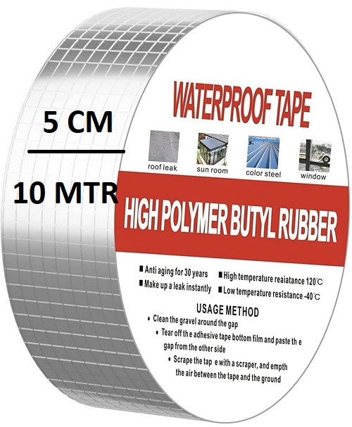 Silver Aluminium Waterproof Tape 5cm x 10m for Leak Repair and Sealing