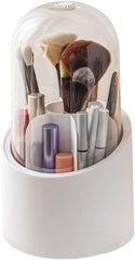 360° Rotating Makeup Brush Holder with Lid and Compartments