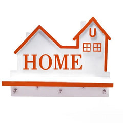 Home Shape Key Holder with Mobile Charging Stand and Storage