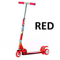 Kids Red 3-Wheel Foldable Scooter with Lights, Brake & Bell