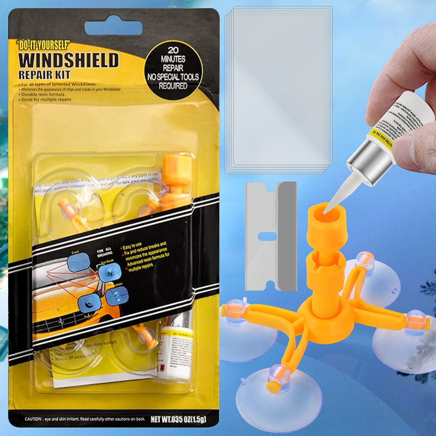 Quick Clear Windshield Repair Kit for Chips and Cracks