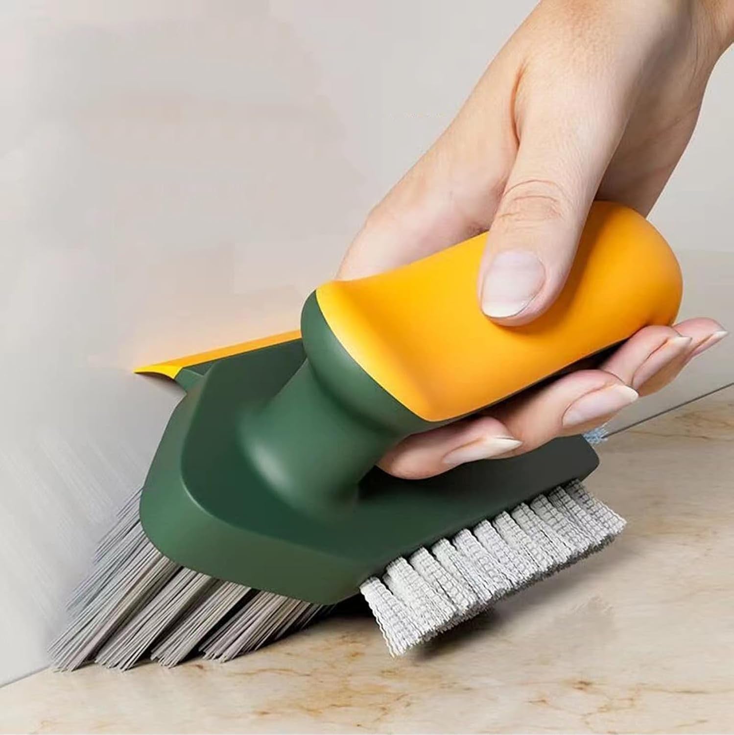 4-in-1 V-Shape Gap Cleaning Brush with Squeegee & Floor Scrubber