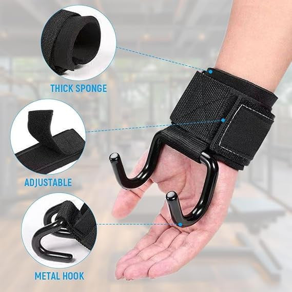 Heavy-Duty Metal Lifting Hooks for Weightlifting & Hoisting - 1 Pair