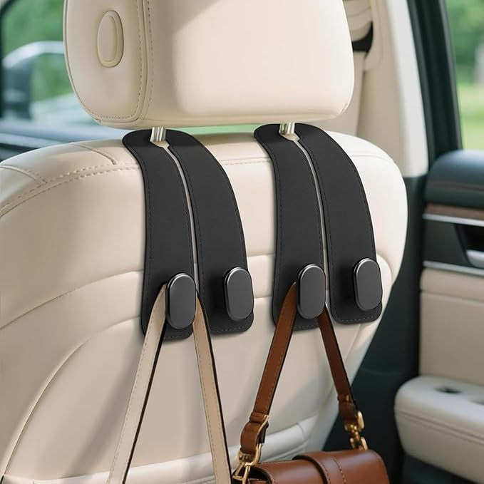 Leather Car Seat Headrest Hook for Purse and Bag Storage