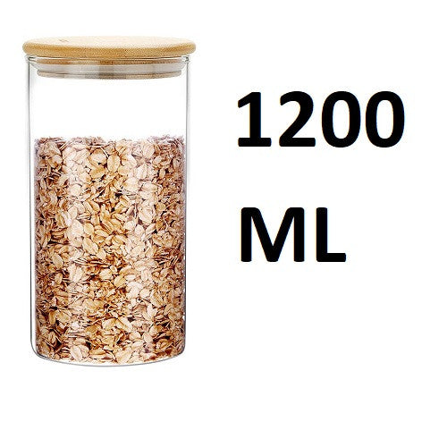 1200ml Airtight Glass Storage Jar with Bamboo Lid