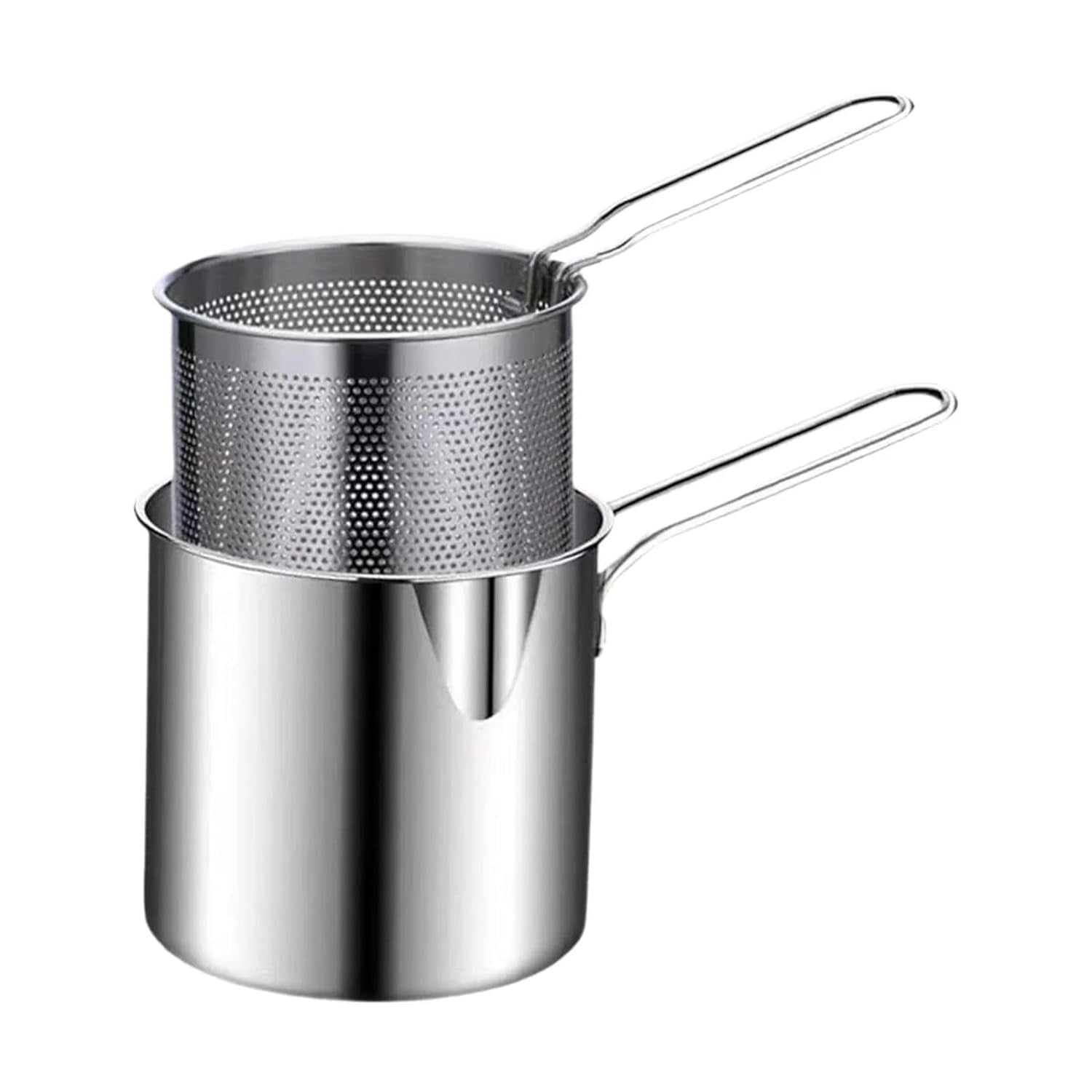 Stainless Steel Deep Frying Pot with Basket & Long Handle