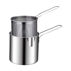 Stainless Steel Deep Frying Pot with Basket & Long Handle