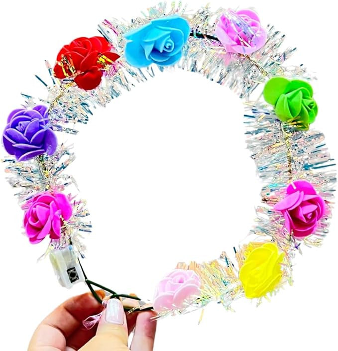 Colorful LED Flower Wreath Headband with Lighted Hair Line