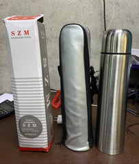 Green Kiwi 1L Stainless Steel Vacuum Flask with Flip Lid & Bag