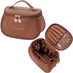 Large Leather Cosmetic Bag - Waterproof Travel Makeup Organizer