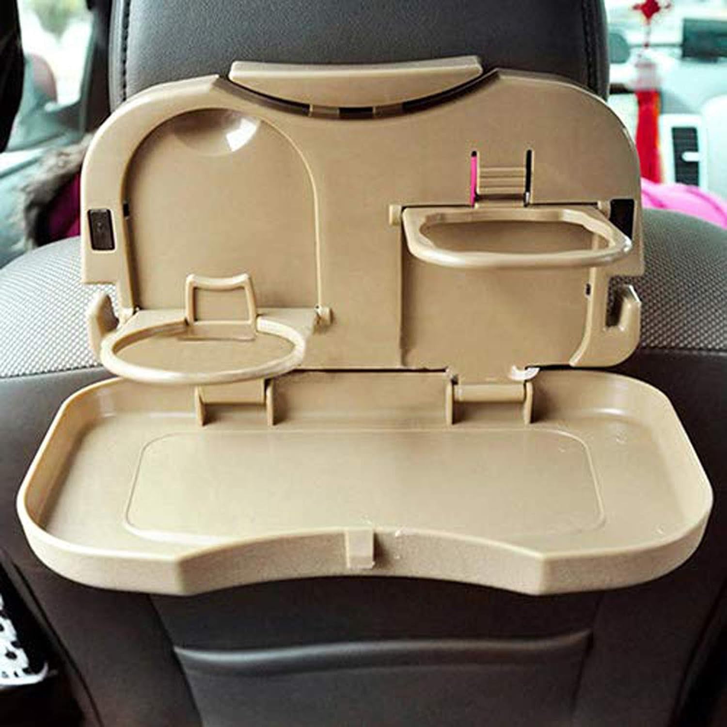 Foldable Car Travel Dining Tray with Storage and Tablet Holder