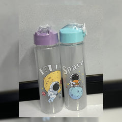 Cartoon Print Transparent Water Bottle with Time Labels for Hydration